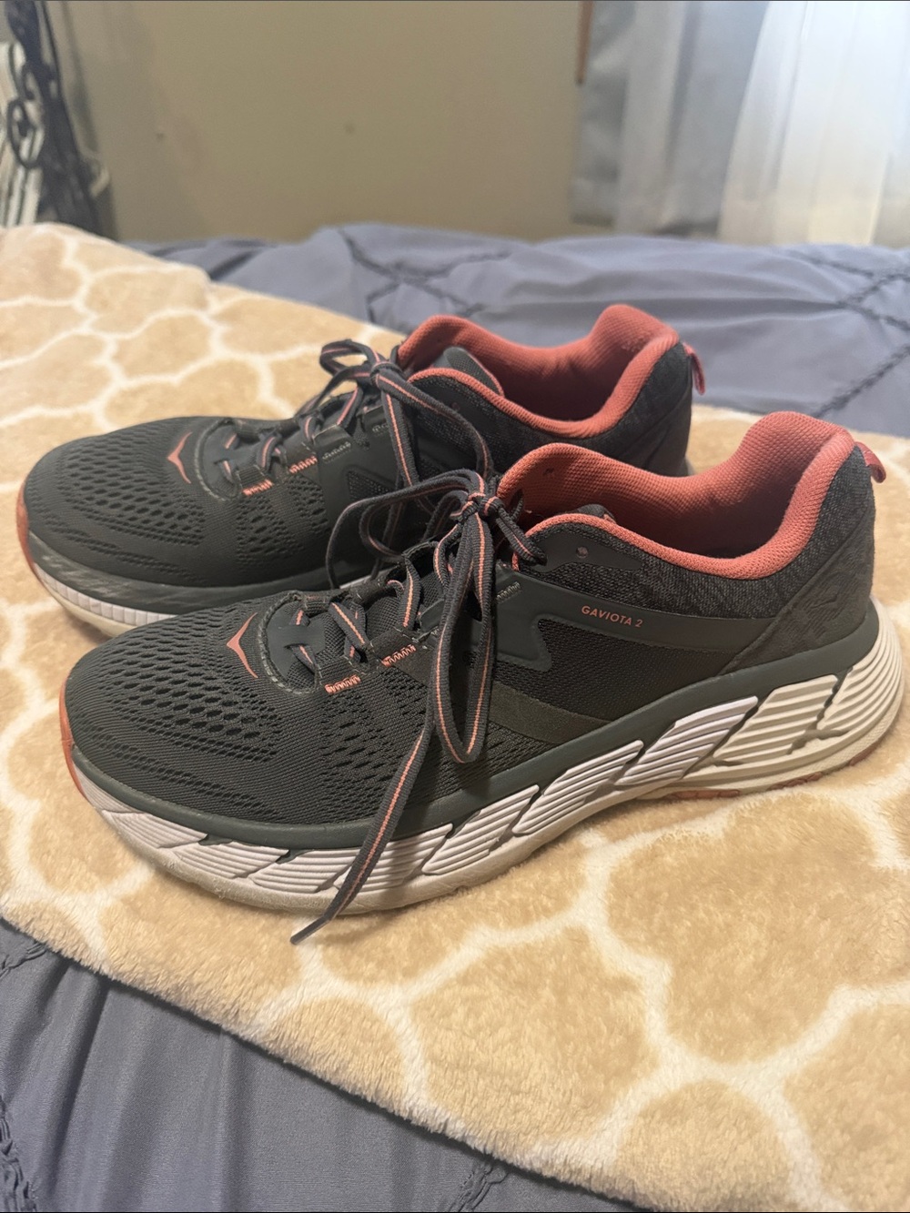 Hoka One One Women's Gaviota 2 Running Shoes - Dark Gray with Coral